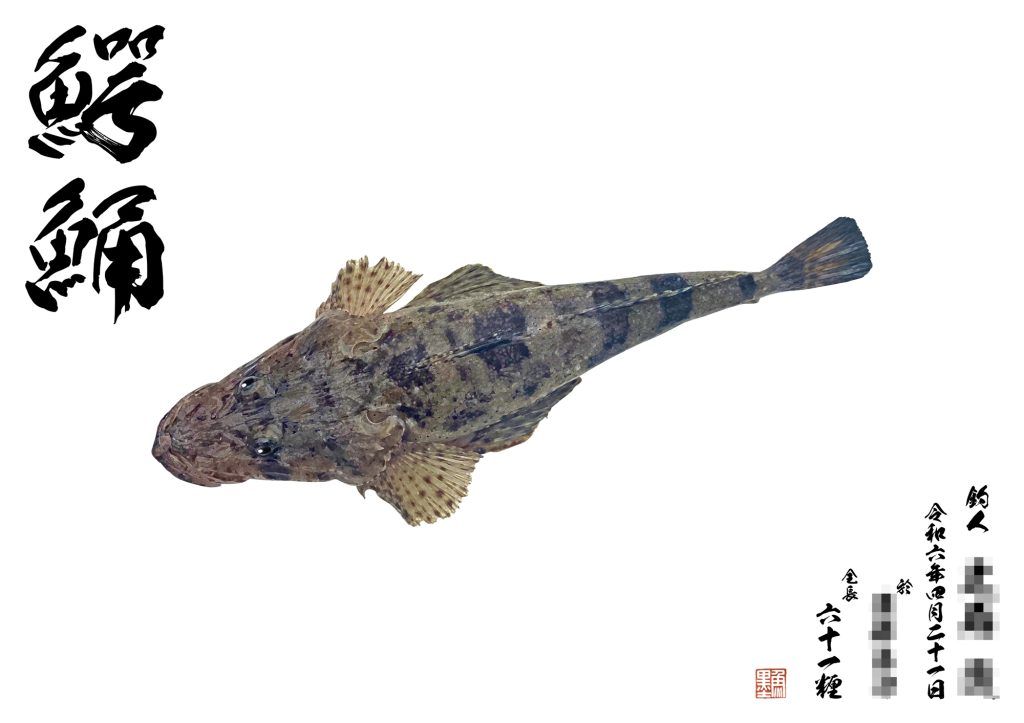 ワニゴチ（カラー魚拓）